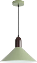 Modern Cone Pendant Lights Kitchen Island- Adjustable Hanging Lamp with Metal Shade & White Inner Finish- Single Head Ceiling Pendant Light for Dining Living Entryway Shop (Green-1 Pack)