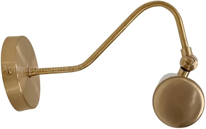 Antique Brass Picture Light – Hardwired Wall Mount Display Light for Paintings, Artwork, and Photos | Adjustable Arm & Rotating Shade | Vintage Wall Sconce for Gallery, Hallway (Black Brass)