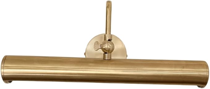 Antique Brass Picture Light – Hardwired Wall Mount Display Light for Paintings, Artwork, and Photos | Adjustable Arm & Rotating Shade | Vintage Wall Sconce for Gallery, Hallway (Polished Brass)
