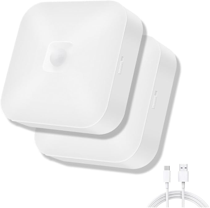 Rechargeable Motion Sensor Closet Light, Rechargeable Battery Operated Ceiling Light Wireless, 500LM Wireless Motion Activated Light for Shower Stairs Hallway Pantry Porch Garage, 5000K 2 Pack