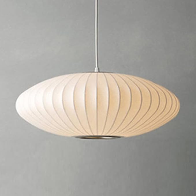 LITFAD Minimalist Indoor Pendant Light, Cloth Art Lantern 1-Light Pendant Lighting Creative Ceiling Hanging Light for Living Room Dining Room Restaurant Cafe - 110V-120V White 16"