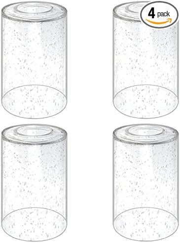 4-Pack Seeded Glass Shade Covers, Cylinder Bubble Glass Replacements Lampshade 5.9 in Height, 3.9 in Diameter, 1.7 in Fitter, High Transmittance Clear Glass Shades for Light Fixtures