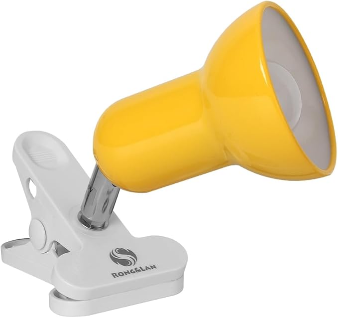 RONG&LAN Desk lamp,360° Rotation Clip on Lamp Portable Book Reading Light,Clamp on Desk/Table/Bunk Bed/Cupboard Home Lighting, (Seven Colors for Your Choice) Yellow