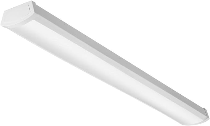 Lithonia Lighting 4 Foot LED Light Fixture, Low-Profile LED Wraparound Flush Mount Ceiling Light, 3000K Warm White, 120V, 48-Inch (FMLWL 48 830)