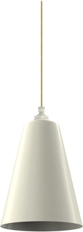 Steel Lighting Co. Laurel Pendant Light | Ceiling Mounted | 8.5 inch Cone Shade | Modern Contemporary Farmhouse Style Made in America | Gold Cloth Cord | Cream Exterior/Cream Interior