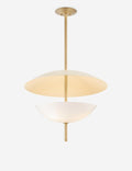 Modern Brass Pendant Light – Mid Century Hanging Ceiling Lamp with Dual Dome Shade – Warm Ambient Lighting Fixture for Kitchen Island, Dining Room, Living Room, Bedroom (Brushed Brass)