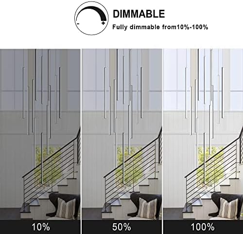 Modern LED Chandelier with Clustered Pendant Lights - Black, 12 Lights, Dimmable, High Ceiling, Large Hanging Chandelier for Loft, Villa, Living Room, Stairs and Foyer