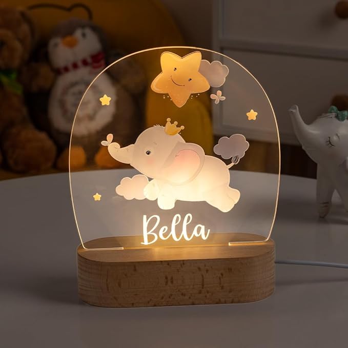 Personalized 6 Animal Baby Night Light Custom Name Night Light Baby Gift Baby Night Lamp Bedroom Decor Kids Night Light Toddler Gifts Boy Girl Night Lamp Child Bedroom Light Bedside Acrylic Lamp