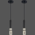 Pendant Lights Kitchen Island, Crystal Pendant Light Fixtures Mini 6W LED Modern Kitchen Pendant Lighting Over Sink and Living Room and Bedroom (Black 2-Pack)