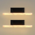 2-Pack 18" Alabaster Picture Light, Black Hardwired Wall Sconce Bathroom Mirror & Paintings, Adjustable Vanity Light Natural Alabaster LED Light Fixture for Hallway Bedroom Living Room