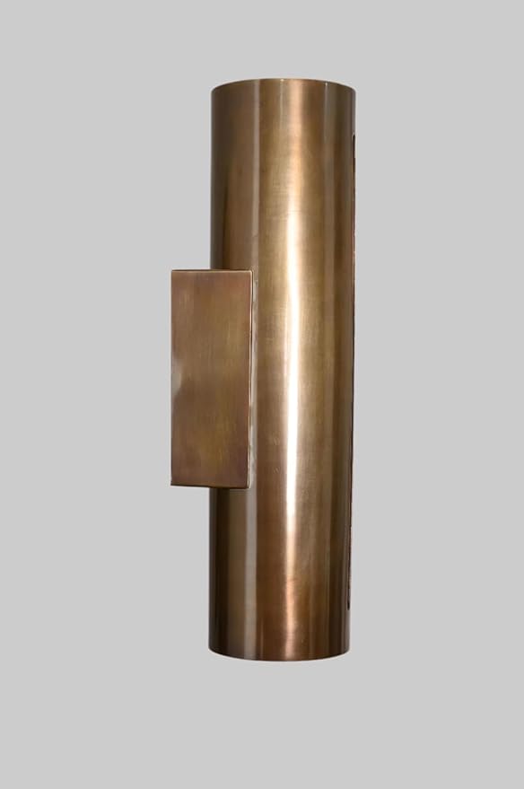 Handmade Mid Century Modern Brass Wall Sconce - MCM Sculptural Light Fixture for Home Decor, Vintage Cylinder Wall Lamp for Living Room, Bedroom, Hallway, Industrial Wall Lighting (Brushed Chrome)