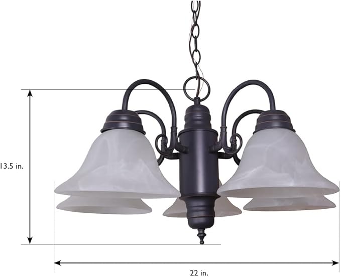 Design House 514455 Millbridge Traditional 5-Light Indoor Dimmable Chandelier with Alabaster Glass Shades for Entryway Foyer Dining Room, Oil Rubbed Bronze