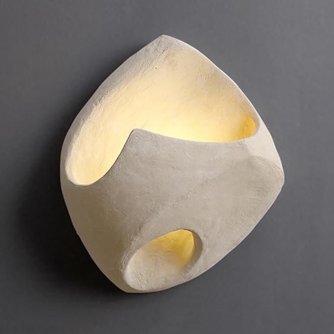 Modern Textured Wall Sconce, Minimalist Sculpture Lamp with Concrete Finish & Irregular Geometric Design, Hidden LED Warm Light for Living Room, Bedroom, Hallway, Gallery.(D)