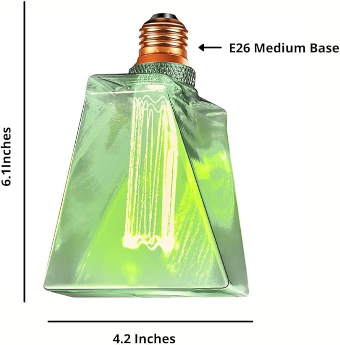 Next Glow Green Light Bulbs LED Vintage Light Bulb 3.5W Equivalent 20W Ice Shaped E26 Led Bulb Medium Base, Dimmable, Warm Light Bulb Decorative Light Bulb Great Holiday and Halloween Light Bulbs