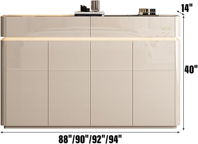 88IN Luxury Shoe Cabinet - Freestanding Shoe Cabinet | Large-Capacity Indoor entryway Storage | Built-in Adjustable Shelves | Equipped with LED Smart Sensor Light | Oak Material