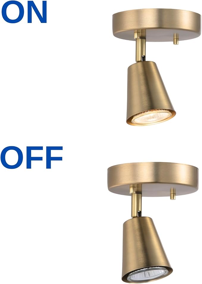 1-Light Track Light Modern Ceiling Spotlights with Matte Brass,2 Packs Adjustable Wall Mount Directional Spot Lights for Bedroom Living Room Hallway Kitchen