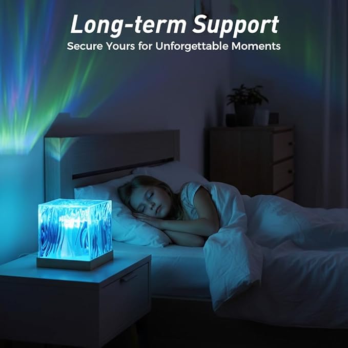 Aurora Borealis Night Light Projector, 16 Colors Rotating Water Ripple Northern Lights with Remote Control, Rechargeable Ocean Wave Projector for Bedroom Decor (Rechargeable)