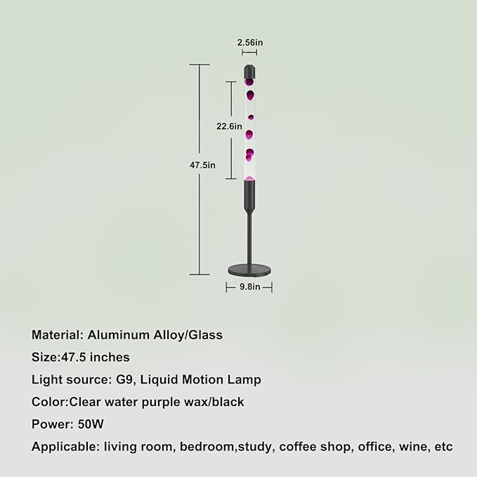 47.5-Inch Liquid Motion Lamp,Magma Lamp, Mood Relaxation Light，Suitable for Home Decoration, Living Room, Office, Bedroom, café (47.5 inch Purple Wax)