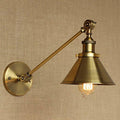 LITFAD Adjustable Arm Wall Light Fixtures Brass Finish 1 Light Wall Sconce 7" Industrial Swing arm Wall lamp Mounted Lighting Fixture with Cone Shade for Bedroom, Reading, Living Room, Kitchen