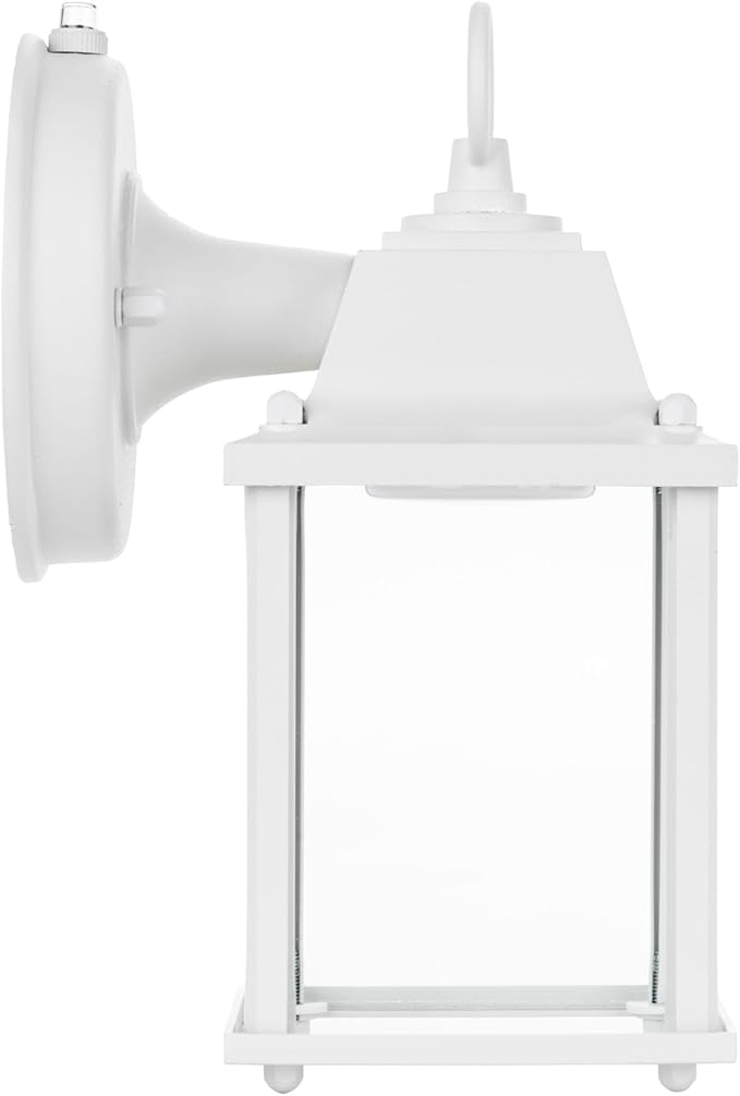 LIT-PaTH Dusk to Dawn Outdoor Wall Lantern, LED Wall Sconce, 5000K Daylight White, 9.5W, 800 Lumen, Aluminum Housing Plus Glass, Outdoor Rated, 2-Pack, White