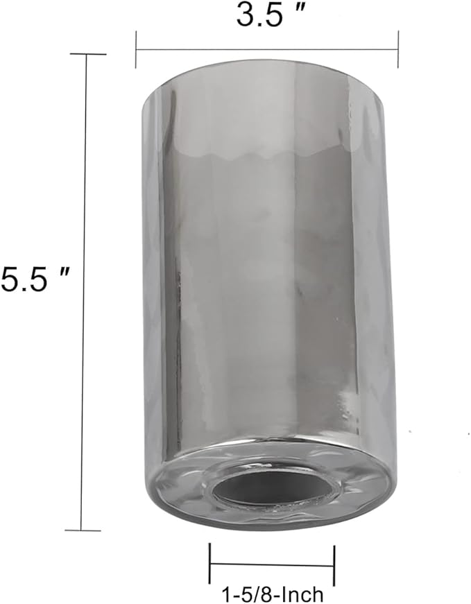 Hammered Smoke Gray Glass Lamp Shade with 1 5/8 Inch Fitter, Lighting Fixture Replacement Mirrored Glass Globe for Chandelier, Wall Sconce, Pendant Light, Water Ripple Texture, 2 Pack