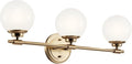Kichler Benno 3-Light Vanity, Modern Light with Opal Glass in Champagne Bronze, for Bathroom or Powder Room (8.75" x 24.5"), 55172CPZ