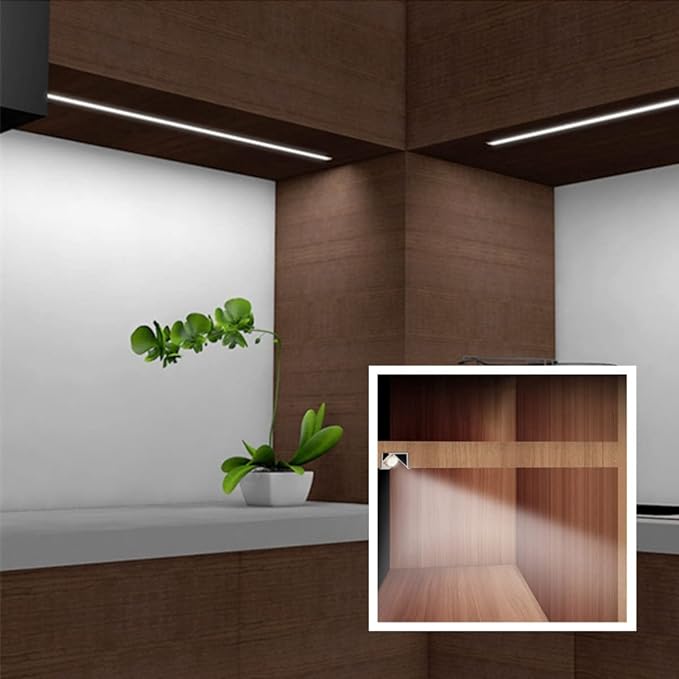 6 Pack 3.3ft/1M Under Cabinet Light, Invisible Recessed YW-Shape LED Aluminum Channel System with Milky Cover& End Caps, Suitable for 6mm LED Strip Light Installations