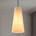 Alabaster Kitchen Island Pendant Light: White Marble Hanging Lights over Dining Table - Minimalist Natural Stone Textured Pendants Lighting - Vintage Brass Cylinder Chandelier above Sink Bulb included