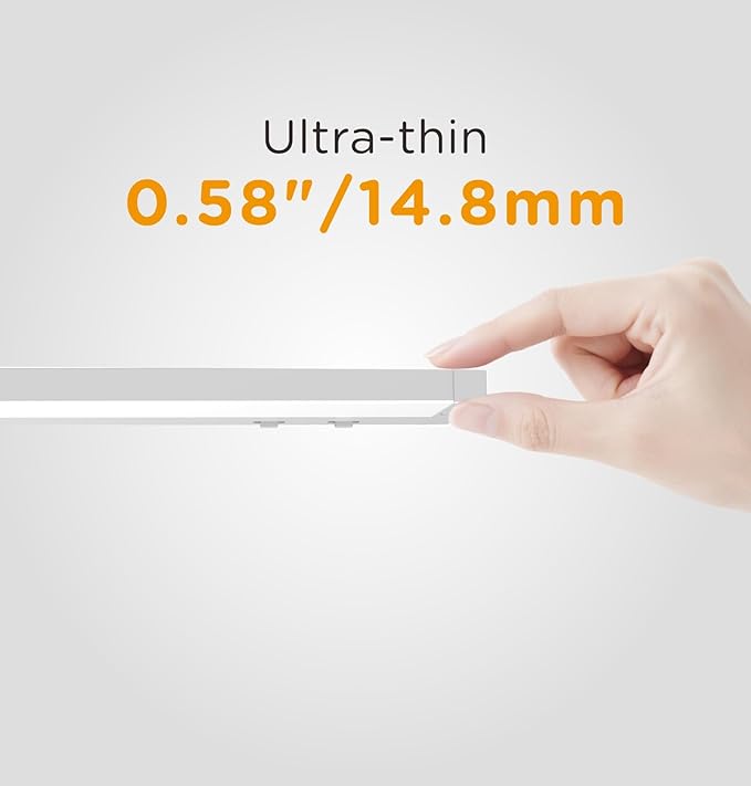 Under Cabinet Lighting Plug in, 24 Inch14W 120V Super Bright, 3 Color 3000K/4000K/5000K, 3 Brightness,Ultra Thin Under Counter Lights for Kitchen, Linkable LED Cabinet Lights, White 2Pack