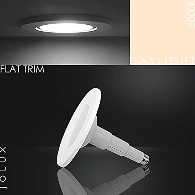 Jolux Adjustable Recessed Lighting Retrofit Kit for 5/6 Inch Can Lights - 6 Pack LED Downlight with Telescoping Rod,5000K Daylight, 800LM, Dimmable, Easy Screw-in Install, ETL Damp Rated, Flat Trim