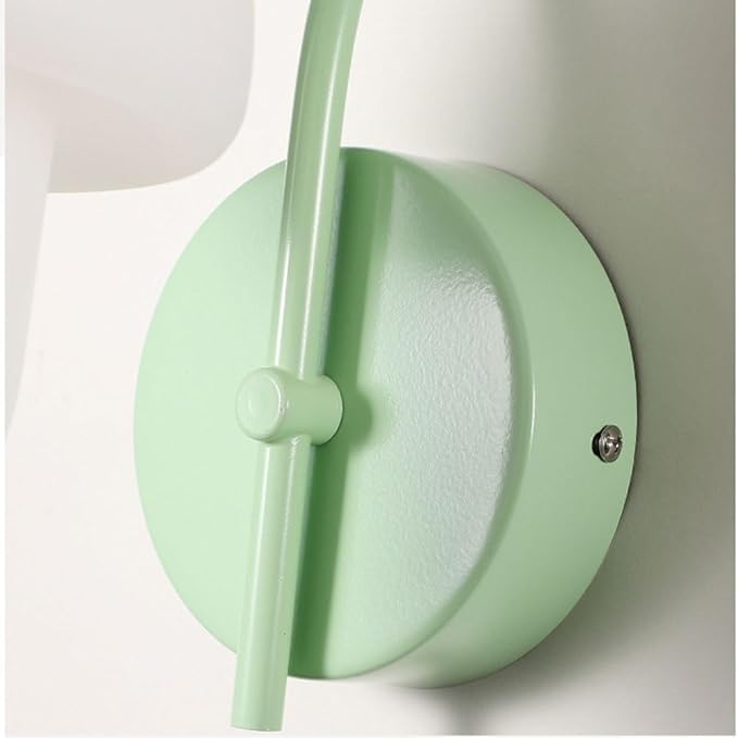 Modern Mushroom Wall Sconce with Frosted Glass Shade, Green Metal LED Wall Lamp for Bedroom Living Room Kids Room, Cozy Ambient Light, 13.4" H