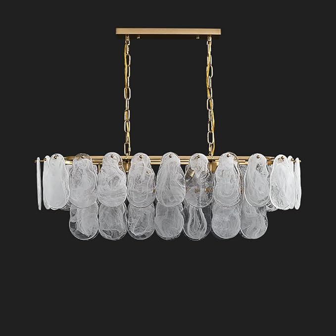 LOVEDIMA Gold Multi-Tier Lantern Pendant Lighting,Cloud Glass Metal Kitchen Island Chandeliers Hanging Ceiling Light Fixtures