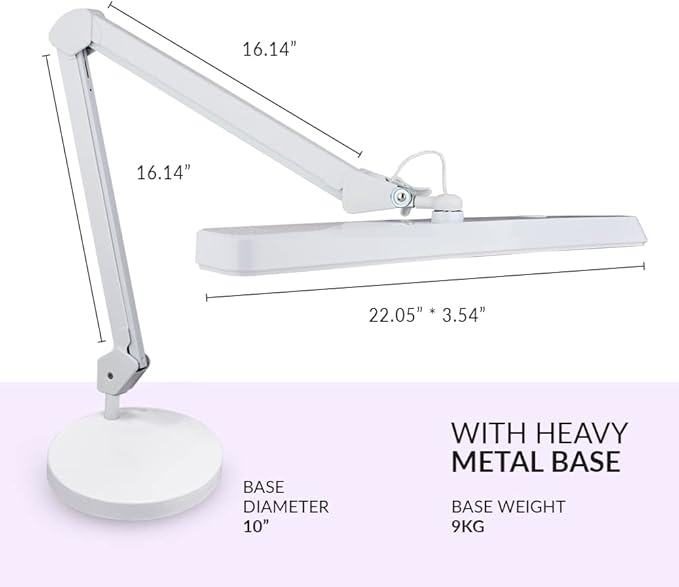 Neatfi XL 2,500 Lumens LED Task Lamp, 30W, 162 Pcs SMD LED, Dimmable, Eye-Caring, Desk Light for Home, Office (Non-CCT with Base, White)
