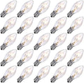 25 Pack C7 Clear Replacement Bulbs, C7 Outdoor Christmas String Light Bulbs, 5 W Night Light Bulbs Incandescent Bulbs for C7/ E12 Candelabra Base Christmas Outdoor String Lights- Clear