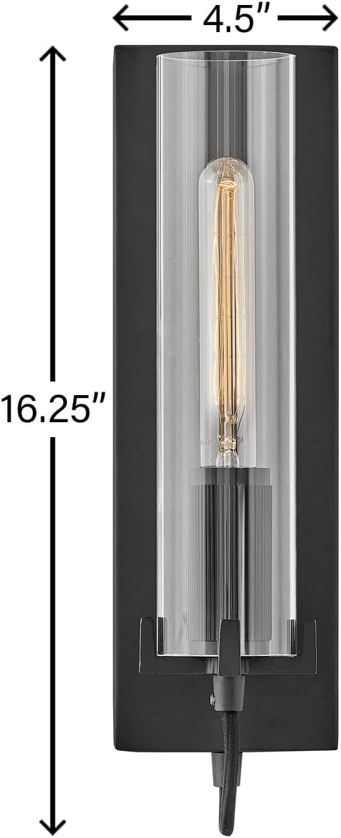 Hinkley Ryden 37850BK Indoor Wall Sconce - Sleek, Slender, Singular Light with Industrial Touches - Black
