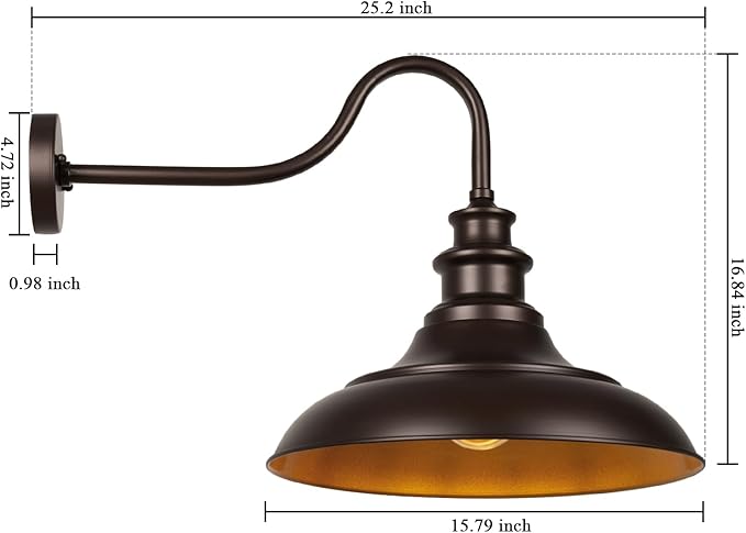 Exterior Farmhouse Barn Light, 2PCS Dusk to Dawn Outdoor Lighting, 16 Inch Vintage Outside Garage Lights Fixtures for Patio Frontdoor Entryway Doorway