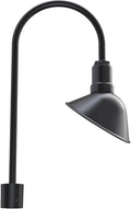 Steel Lighting Co. Venice Light | Outdoor Pole Top Mounted | 9 inch Dome | Upslope Gooseneck with Slip Fitter for 2-3/8" Standard Poles | Made in America | Matte Black Exterior/Brass Interior
