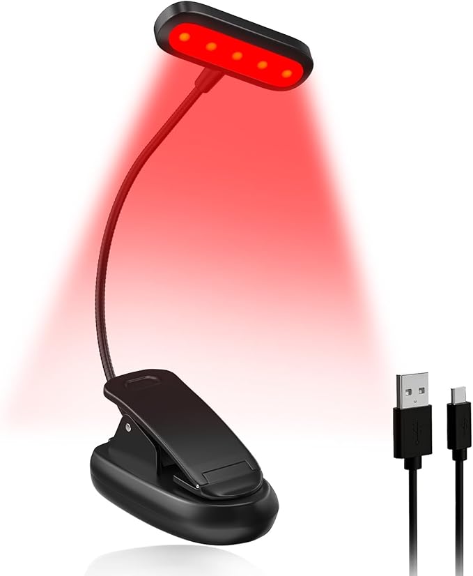 670nm Red Light Reading Book Light, Rechargeable Dimmable Blue Light Blocking Reading Lamp with Amber and Red Lighting for Kids Reading at Night in Bed, 1000mAh USB-C Charge