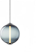 RUIBO Simplicity Glass Globe Shade LED Pendant Light,Nordic Gradient Gray Hanging Lamp,Bedside Lamp,for Bar Bedroom Loft Living Room Dining Table Light Fixture (D30cm)