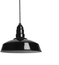 Steel Lighting Co. Carson Barn Light | Ceiling Mounted Pendant | 16 inch Dome | Black Cord | Industrial Style Steel Light Made in America | Black Exterior/White Interior