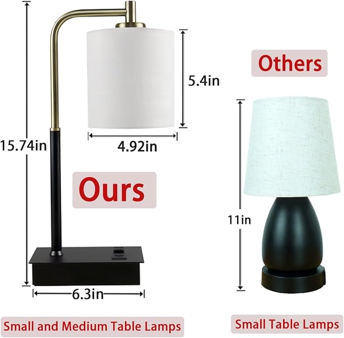 Table Lamp for Bedroom Set of 2 - 3-Way Dimmable Bedside Lamps with USB A+C Port and 1 AC Outlet White Linen Shade Nightstand Lamps for Living Room, Desk Lamps for Office Reading (Includes 2 Bulbs)