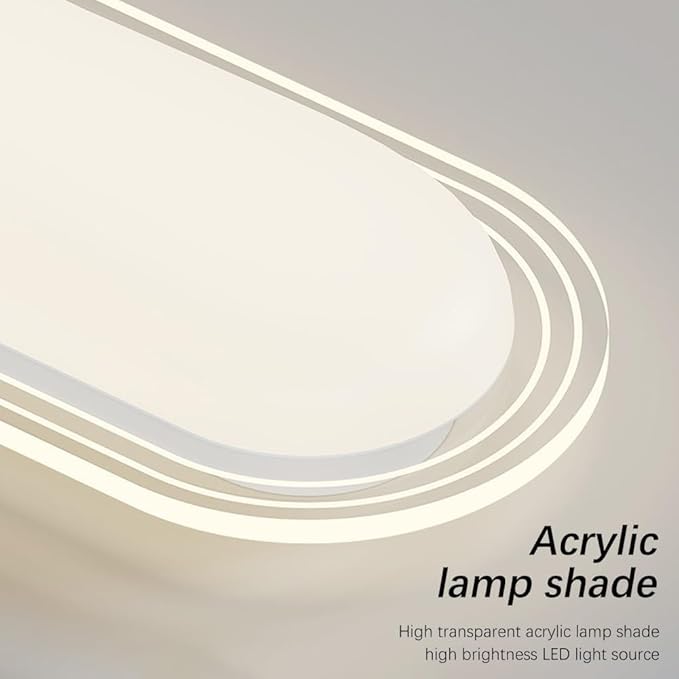 Modern LED Flush Mount Ceiling Light, White Oblong Acrylic Iron Fixture, Dimmable Tri-Color Panel Light for Hallway Entryway Corridor Bedroom Kitchen Lighting