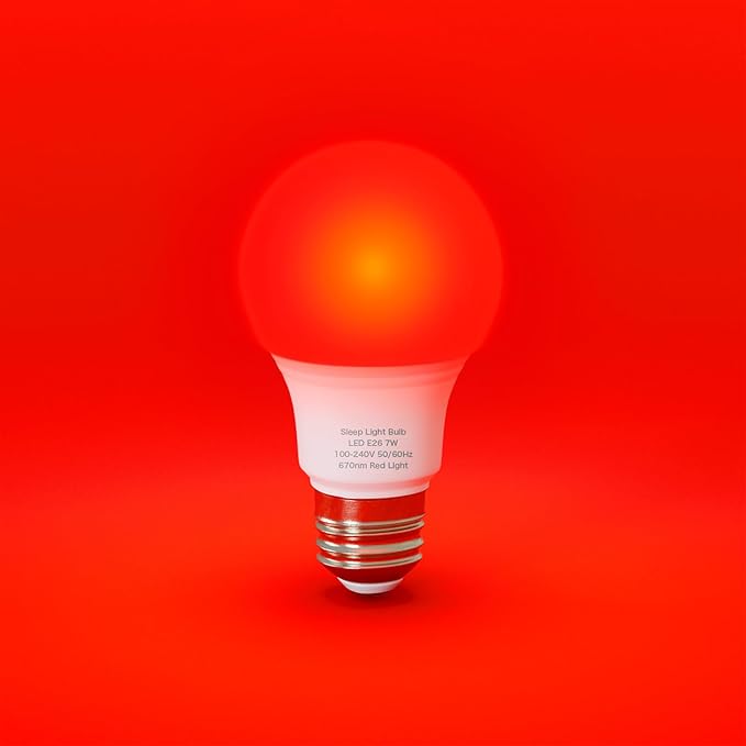Red Light Bulbs for Sleep 670nm Natural Sleep Aid Lamp Blue Light Blocking 7W E26 Base for Stress Relief Relaxation Travel Meditation and Yoga