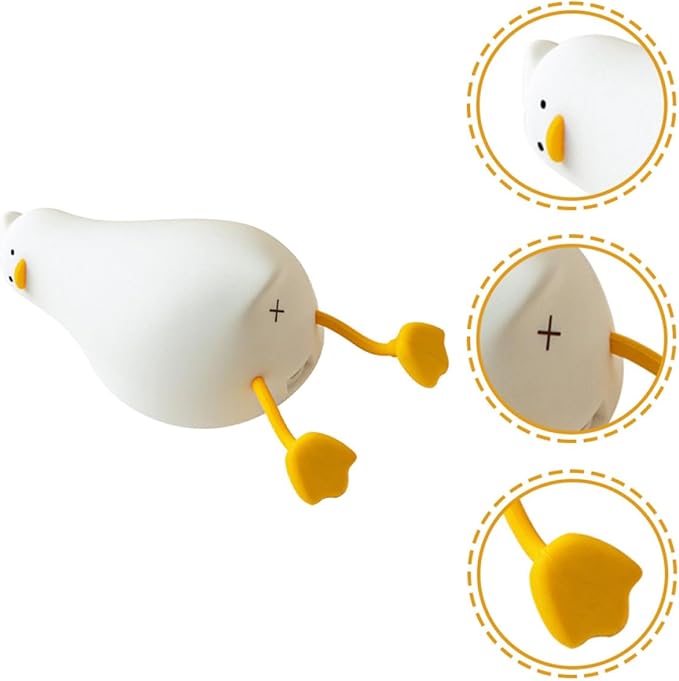 Beaupretty Silicone LED Duck Night Light, Rechargeable Bedside Night Lamp with Soft White Glow, Cute Nursery Room Nightlight for Boys and Bedroom Decor
