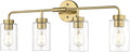 zeyu 4-Light Bathroom Light Fixtures, Gold Vanity Lights for Bathroom, 31 Inch Wall Sconce Lighting, Brushed Gold Finish, Clear Glass Finish, ZS62B-4W BG