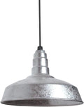 Steel Lighting Co. Carson Barn Light | Ceiling Mounted Pendant | 16 inch Dome | Black Cord | Industrial Style Steel Light Made in America | Galvanized Exterior/Galvanized Interior