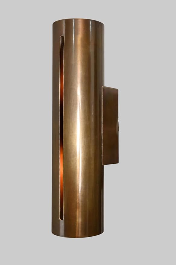 Handmade Mid Century Modern Brass Wall Sconce - MCM Sculptural Light Fixture for Home Decor, Vintage Cylinder Wall Lamp for Living Room, Bedroom, Hallway, Industrial Wall Lighting (Blackened Brass)