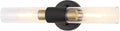 Modern Knurled Texture Wall Sconce Clear Glass Shade Modern Gold Black Bathroom Vanity Light Fixtures 2-Lights Mid Century Wall Light for Mirror Living Room Hallway E26 T10 Bulbs(Excluded)