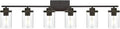 Farmhouse Vanity Lighting Fixtures Oil Rubbed Bronze 6 Light with Glass Shade Bathroom Light Fixture Industrial Wall Sconces for Kitchen Living Room Hallway