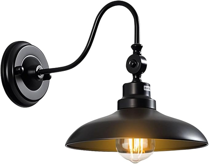 Outdoor Wall Lights, Matte Black Farmhouse Gooseneck Barn Light 9.8 inch Angle-Adjustable Waterproof Exterior Wall Light Fixtures Modern Wall Mount Porch Lights for House Garage Doorway